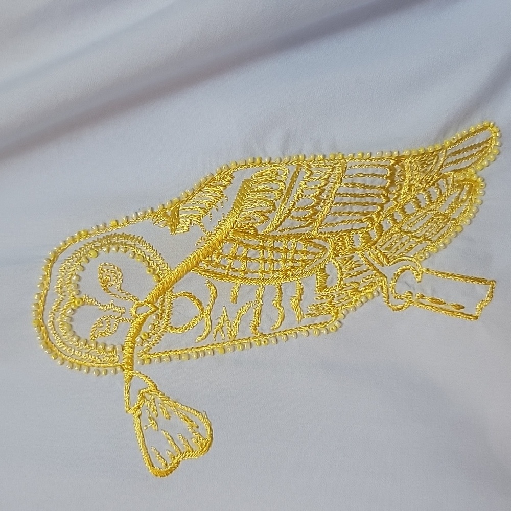 Tory Burch Light Blue Button Down Shirt with Gold Embroidery - Picture 2 of 16
